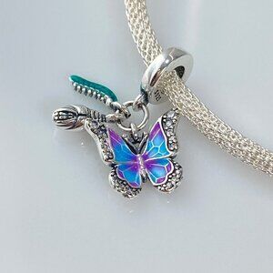 Sterling Silver Give Yourself Time - Butterfly Life Cycle Dangle Charm